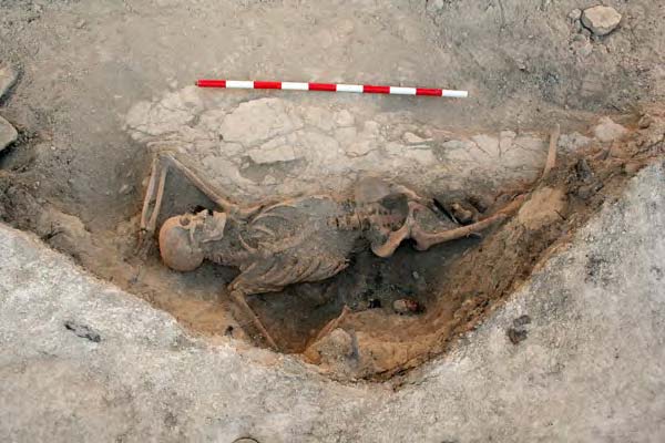 Imagen de la excavación de los restos de Charlie en la trinchera de Raïmats (La Fatarella). Fuente: CSIC